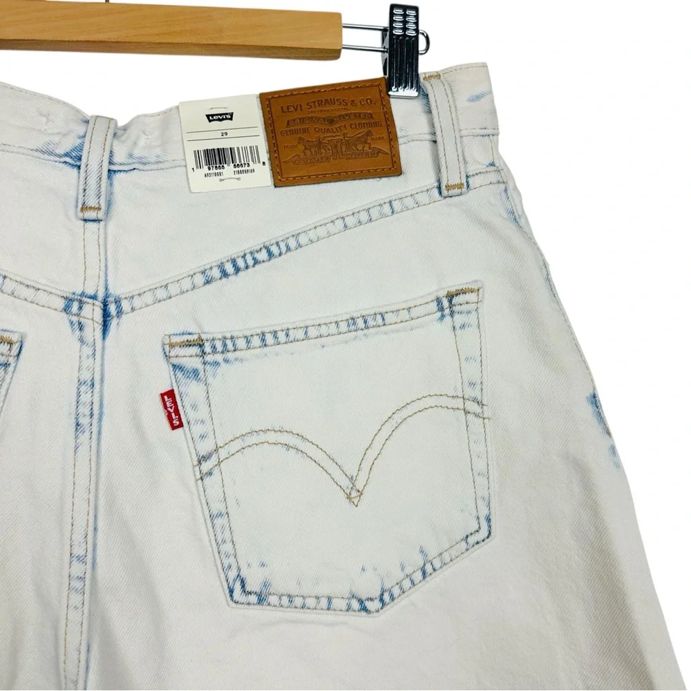 Levi’s Focus on the Present High Rise Baggy Bleached Light Washed Denim Shorts